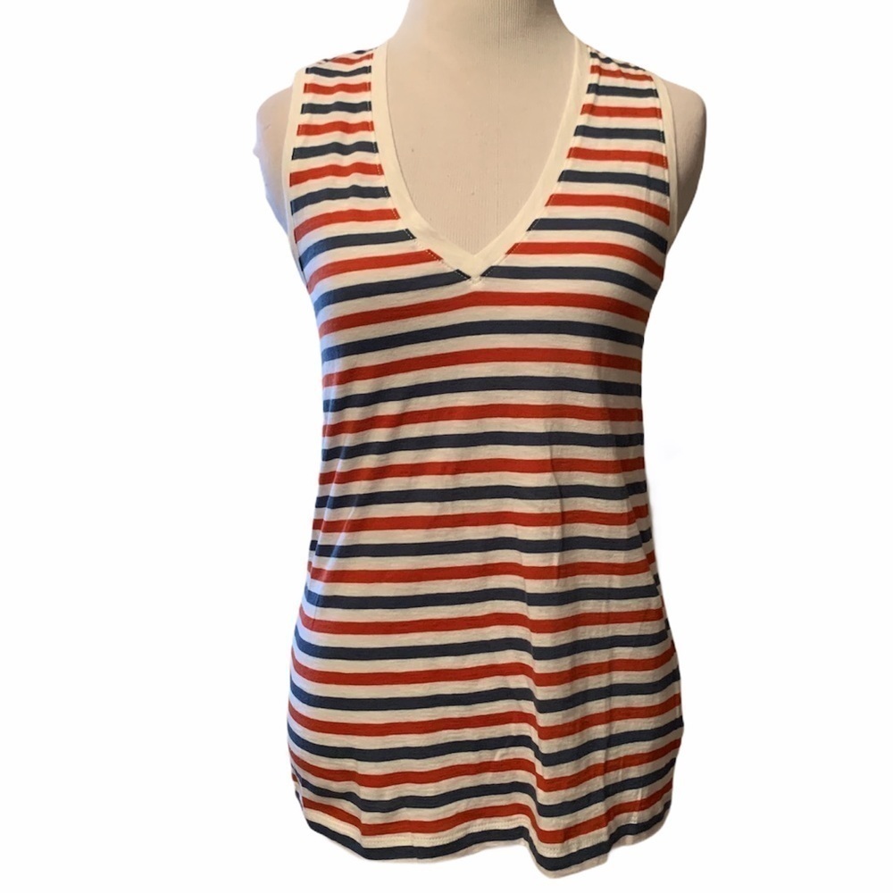 Madewell tank top, red, blue and off white